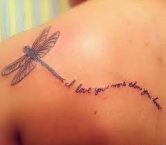 I love you symbol tattoo behind the ear. I Love You More Than You Grow Dragonfly Tattoo On Left Back Shoulder