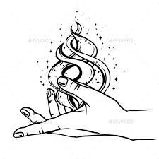 Open Hand With Magic Fire Magic Drawing Fire Drawing Magic Tattoo