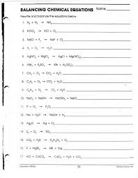 Balancing chemical equations worksheets 4. Balancing Chemical Equations Name