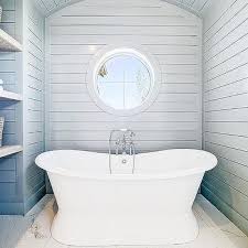 This is an innovative way to craft the ceiling, with a sloping edge. Shiplap Bathroom Ceiling Design Ideas