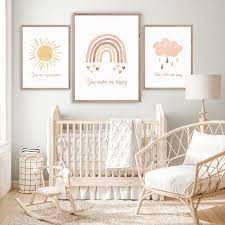 Set Of 3 Prints You Are My Sunshine Rainbow Wall Art Boho Etsy In 2021 Girl Nursery Room Baby Girl Nursery Room Nursery Baby Room