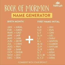 Latterdayholics Book Of Mormon Name Generator Mine Is Facebook