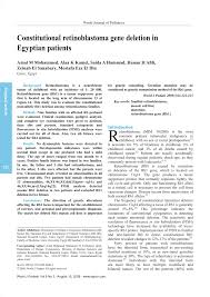 Once kamel's year was over, he came back to teach and ayad went to rome. Pdf Constitutional Retinoblastoma Gene Deletion In Egyptian Patients