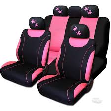 Black And Pink Car Seat Covers New Front Rear Black Pink Polyester Seat Covers Pink Paws Set For Ford Autocessary Carros