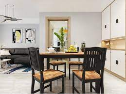 Sand down the table with a palm sander to remove old paint and stain. Swoppmokk 5 Piece Dining Table Set With Butcher Block Wood Top 1 Table 4 Chairs Black