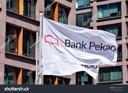 Warsaw Poland 28 May 2018 Sign Bank Pekao Company Signboard Bank Pekao Warsaw Poland Sign Company Sign Company Poland