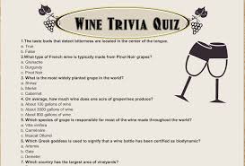 Use these discussion questions to break the ice at a dinner party. Free Printable Wine Trivia Quiz With Answer Key