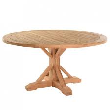 Intemporelle, elle est en teck recyclé et le pieds est démontable. Table De Jardin Ronde En Teck Geneva Naturel Salon De Jardin Table Et Chaise Eminza