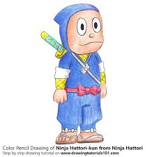 Ninja Hattori Kun From Ninja Hattori With Color Pencils Time Lapse Cartoon Drawings Art Drawings Sketches Creative Oil Pastel Drawings Easy