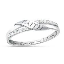 The Faith Engraved Diamond Ring Sterling Silver Diamond Rings Silver Diamond Ring Silver Diamonds
