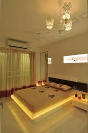 Modern White Bedroom With Neon Light Design By Sonali Shah Architect In Mumbai Maharashtra Home Room Design Bedroom Furniture Design Modern Bedroom Interior