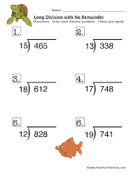 What are remainder, divider, divisor, and quotient? Long Division No Remainder Problems Worksheet Have Fun Teaching