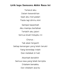 Mana lagi kau ku punya. Lirik Lagu Samsons Akhir Rasa Ini