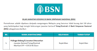Utama jawatan kosong kerajaan 2020 kerja kosong swasta 2020. Permohonan Jawatan Kosong 2021 Di Bank Simpanan Nasional Bsn Kelayakan Pmr Spm Diploma Ijazah