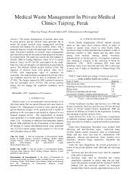 Ministry of health malaysia, management of clinical and related wast e in hospital and health care establishments, 1993. Pdf Medical Waste Management In Private Medical Clinics Taiping Perak Say Tiong Chua Academia Edu