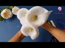 How to make a circle out of wood. 6 Diy Paper Calla Lily Diy How To Make Crepe Paper Flowers White Youtube Paper Flowers Craft Paper Flower Tutorial Paper Flowers