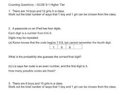 Gcse 9 1 Higher Tier Counting Problems Permutations And Combinations Permutations And Combinations Gcse Free Math