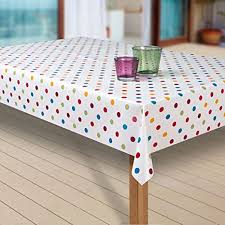 Stilvolle gartentischdecken für balkon und garten: Laro Wachstuch Tischdecke Abwaschbar Garten Tischdecke Wachstischdecke Pvc Plastik Tischdecken Eckig Meterware Wasserabweisend Abwischbar G03 Muster Punkte Weiss Bunt Grosse 100x140 Cm Amazon De Kuche Haushalt Wohnen