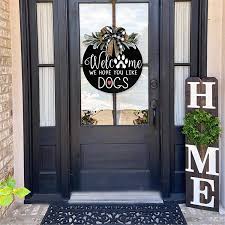Check out these 25 beautiful farmhouse christmas porches! Buy Welcome Wreath Sign For Farmhouse Front Porch Decor We Hope You Like Dogs Door Hanging With Premium Greenery Gift For Christmas Housewarming Holiday Home Decoration 12in Dog Online