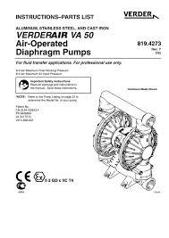 Wilden pump spare parts — aodd spare parts, wet end/air valve repair kits, diaphragms for all major models — 100% compatible at the very best price. Verder Va 50 Air Operated Diaphragm Pumps