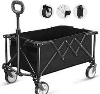 Faltbarer Wagen auf Rädern, Zusammenklappbarer Wagen mit 100kg Große  Kapazität, All-Terrain-Räder mit Verstellbarem Griff, Picknick-Transporter  für ...