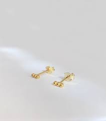 Three Ball Stud Earrings Tiny Gold Studs Silver Tiny Studs Etsy