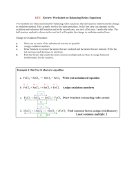 A loss of electrons is called oxidation, and we say that atom. Key Review Worksheet On Balancing Redox Equations