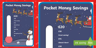 christmas themed pocket money savings chart money bank