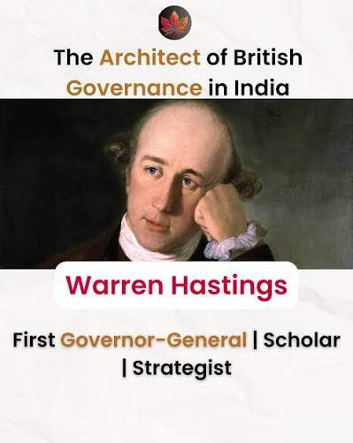 👑 Warren Hastings — First Governor-General of India (1774–1785) 📜 Abolished Bengal's Dual Government via Regulating Act, 1773 📈 Reformed tax system — auctioned revenue collection rights 🏫 Founded Calcutta Madrasa (1781)