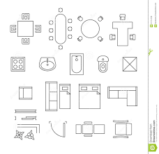 furniture linear vector symbols floor plan icons stock