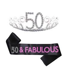 Birthday Queen Crown And Sash B4mboo 50th Birthday Tiara And Sash Happy 50th Birthday Party Supplies 50 Fabulous Glitter Satin 50th Birthday Party Supplies Happy 50th Birthday