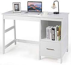 Odk computer small kids writing desk 31 inch,work study home office desk for small space, work desk with a storage bag and headphone hook, walnut 4.6 out of 5 stars 5,145 $46.99 $ 46. Amazon Com Tangkula 47 5 Computer Desk With 2 Storage Drawers Small Computer Table S Modern Home Office Desk Computer Desks For Home White Desk With Drawers