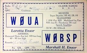 amateur radio QSL postcard W0UA W0BSP Loretta Marshall Ensor 1987 Olathe  Kansas