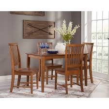 Dismantle dining room chairs to give additional room on the moving truck. 30x48 Dining Table With 4 Mission Chairs Pecan 5 Piece Set Overstock 22815473