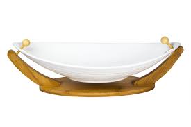 Ceramic Fruit Bowl Or Salad Bowl With Hanging Bamboo Stand The Elegant Modern Design Is Perfect For Salads Fruits Vegetables Snacks Pasta Appetizers Or Ceramic Fruit Bowl Salad Bowls