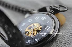 gunmetal skeleton pocket watch
