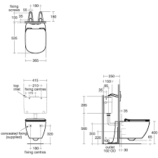 La taille et la hauteur de la cuvette, bâti support ? Ideal Standard Tesi Aquablade 535mm Wall Hung Wc Pan