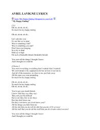 So much for my happy ending. Doc Avril Lavigne Lyrics Maria Simatupang Academia Edu
