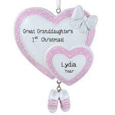 5 out of 5 stars. Great Granddaughter S 1st Christmas Hearts Dangling Booties Ornament Personalized Ornaments For You