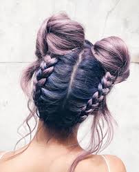 Purple Braided Buns Short Hair Long Hair Braids Hair Beauty Inspiration Blonde Bobs Buns Brunette Hair Inspirat Hair Styles Long Hair Styles Hairstyle