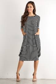 Black And White Striped Midi Dress Black White Stripe Bubble Midi Dress With Pockets Plus Size Striped Bodycon Dress Fashion Dresses