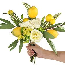 Very nice piece for our dining room table. Rinlong Artificial Flower Arrangements Lemon Decor Spring Silk Flowers Bouquet Rose Eucalyptus Leaves Decoration Centerpieces For Dining Room Table Home Kitchen Party Pricepulse