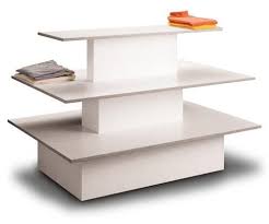 White 3 Tier Display Table 20 900 Bin And Basket Systems Table Merchandise Table Shelves