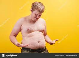 Huge Funny Young Man Naked Body Touches Big Fat Belly Stock Photo by  ©amixstudio 293862414