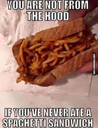 Spaghetti Sandwich Ghetto Red Hot Spaghetti Sandwich Sandwiches Food