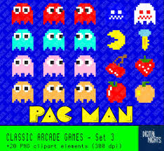 Classic Pixel Arcade Game Characters Set 3 Clipart Digital Collage Png Files Instant Download Game Character Pixel Characters Pixel
