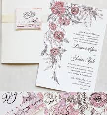 Lauren M Wedding Drawing Old Rose Wedding Motif Floral Wedding Invitations