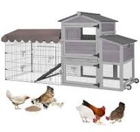 BUTINGLALE Chicken Coop Outdoor,Wooden Chicken House with Metal Chicken  Run,Mobile Hen House with Nesting Box,Outdoor Poultry Cage for Yard Farm Use