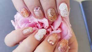 36) shades of taupe and gold nail. Nail Art Rose Gold Glitter And 3d Roses Youtube