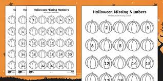 This worksheet has rows of 1 to 50 number cells with empty cells. Halloween Themed Missing Numbers To 50 Worksheet Worksheet